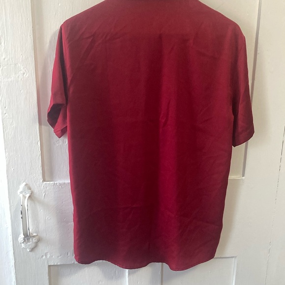 SHEIN Red Casual Button Down Shirt Silky Finish - Picture 9 of 10